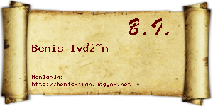 Benis Iván névjegykártya