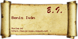 Benis Iván névjegykártya